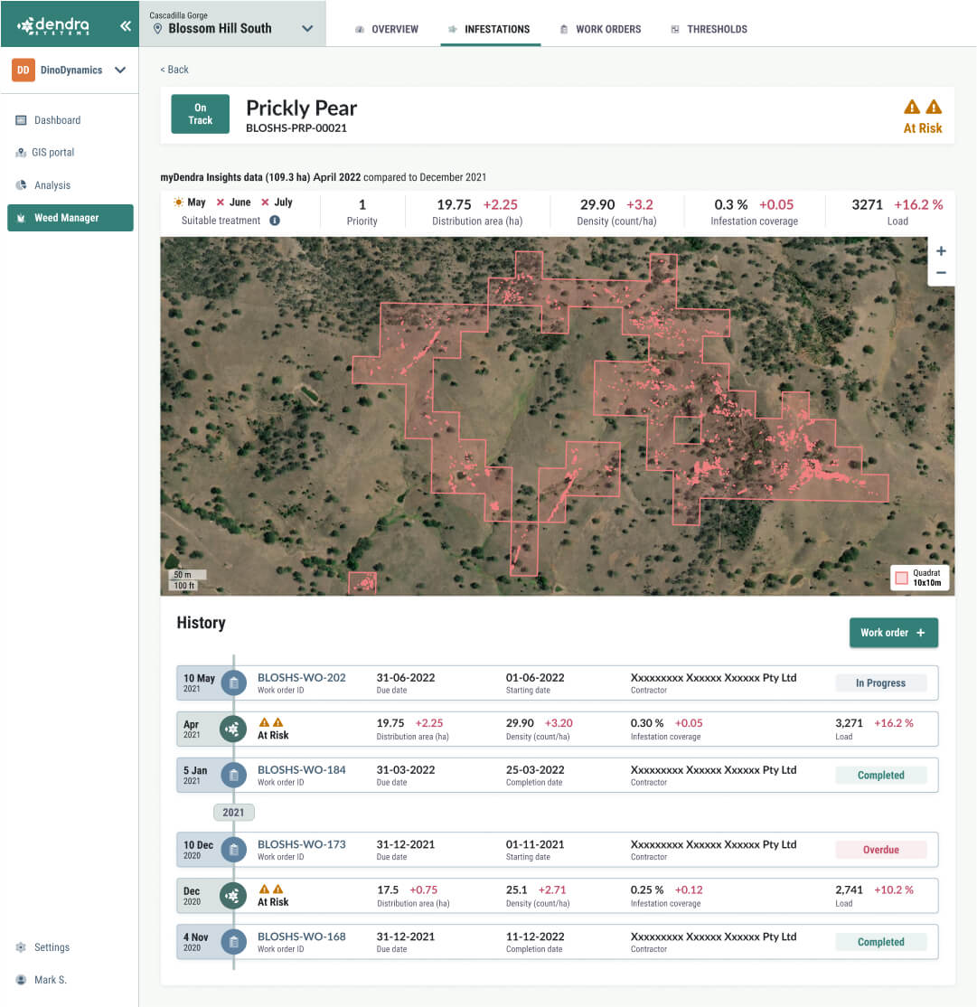 Weed manager - infestation details